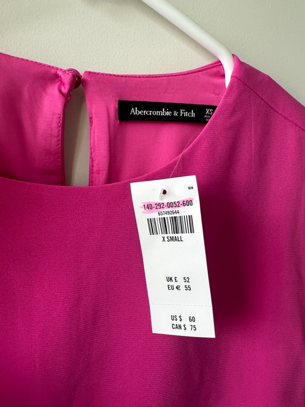 Abercrombie & Fitch Hot Pink Floral One-Shoulder Ruffle Crop Top - Picture 2 of 3